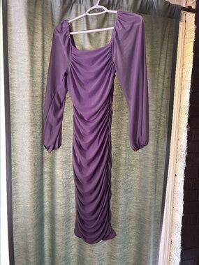 Small Purple Ruched Formal Dress (Midi)